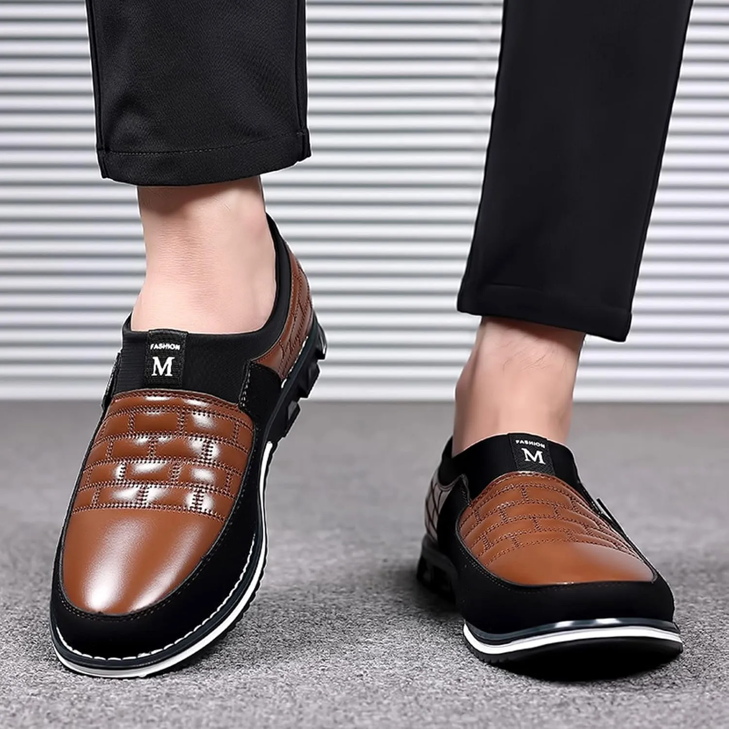 Men Dress Shoes Wide Toe Fashion Style Men's Breathable Comfortable Business Slip On Work Leisure Solid Color Leather Shoes Men's Business Casual Shoes Wingtip