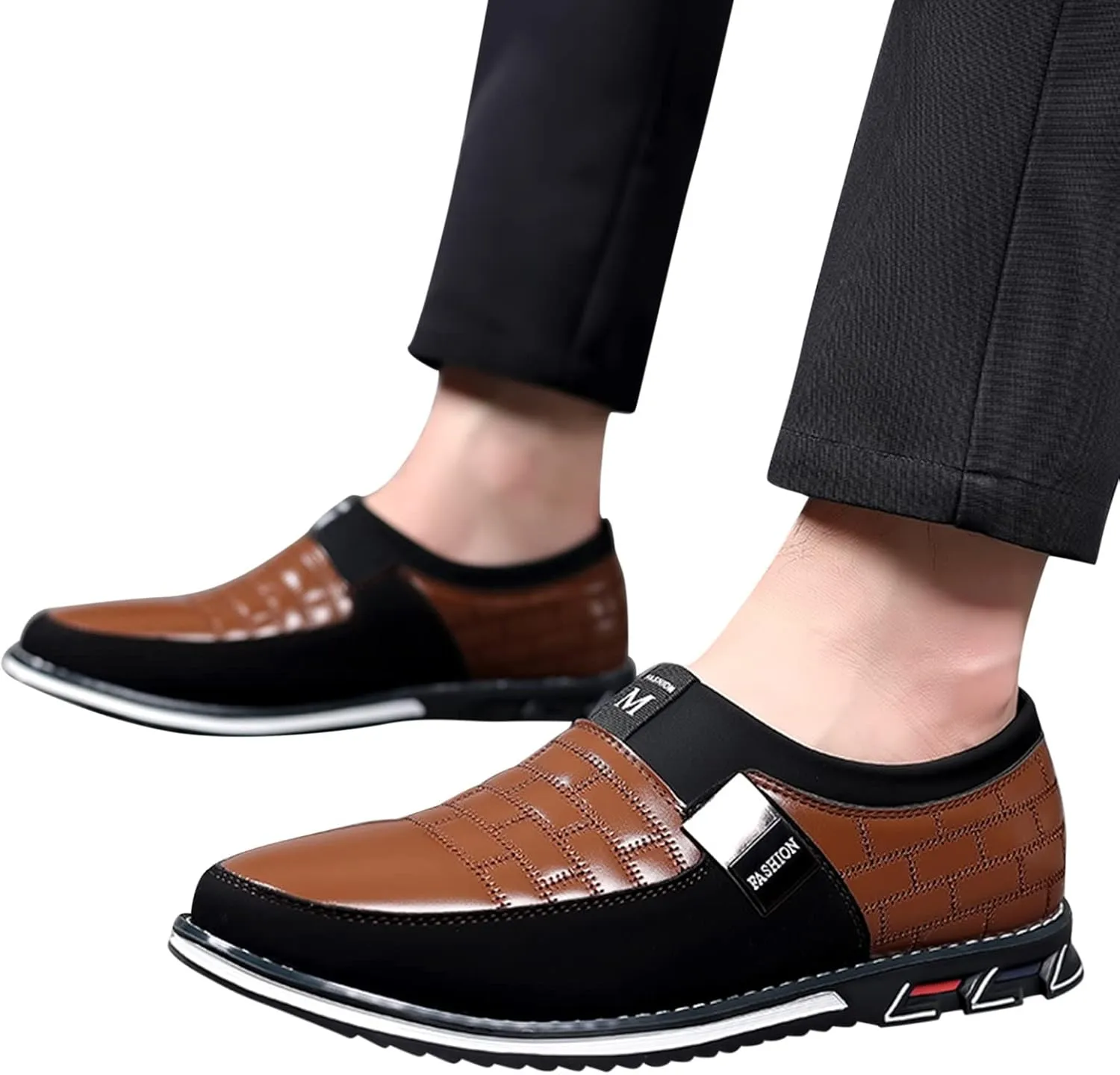 Men Dress Shoes Wide Toe Fashion Style Men's Breathable Comfortable Business Slip On Work Leisure Solid Color Leather Shoes Men's Business Casual Shoes Wingtip