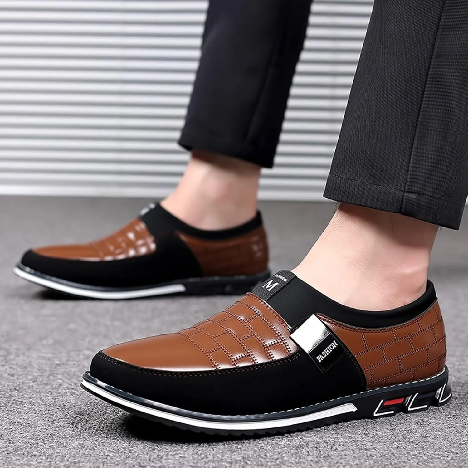 Men Dress Shoes Wide Toe Fashion Style Men's Breathable Comfortable Business Slip On Work Leisure Solid Color Leather Shoes Men's Business Casual Shoes Wingtip
