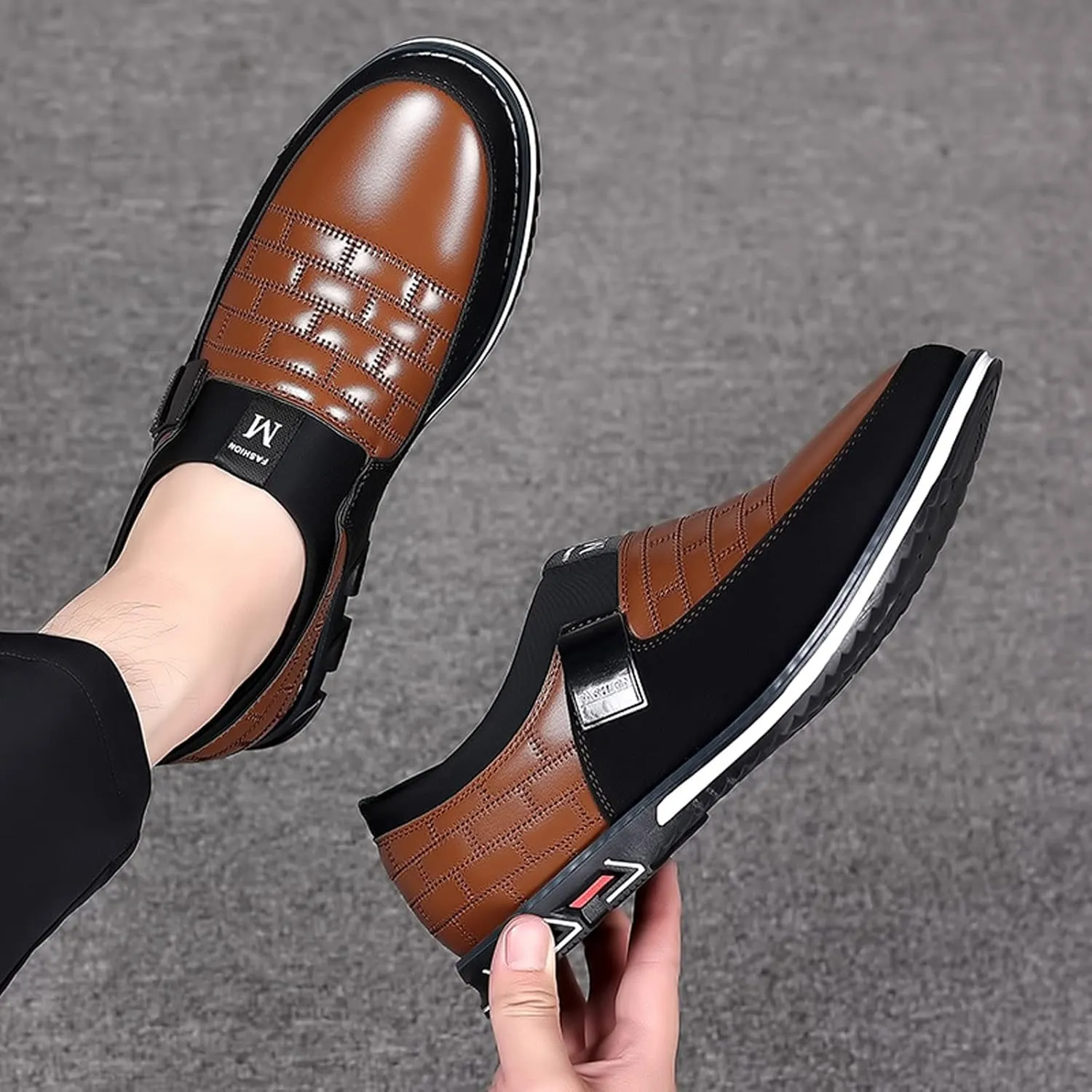 Men Dress Shoes Wide Toe Fashion Style Men's Breathable Comfortable Business Slip On Work Leisure Solid Color Leather Shoes Men's Business Casual Shoes Wingtip