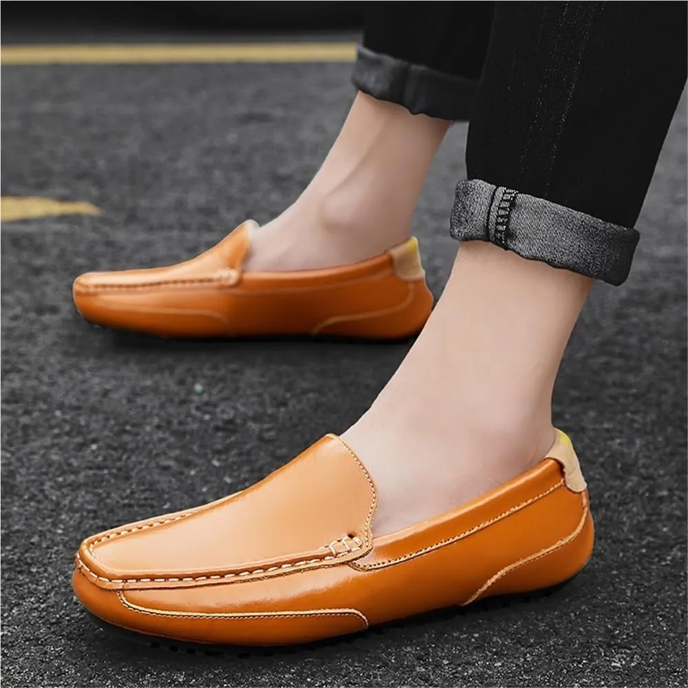 Men Loafers Plus Velvet Vegan Leather Driving Loafers Round Toe Solid Color Anti-Slip Shoe Slip On