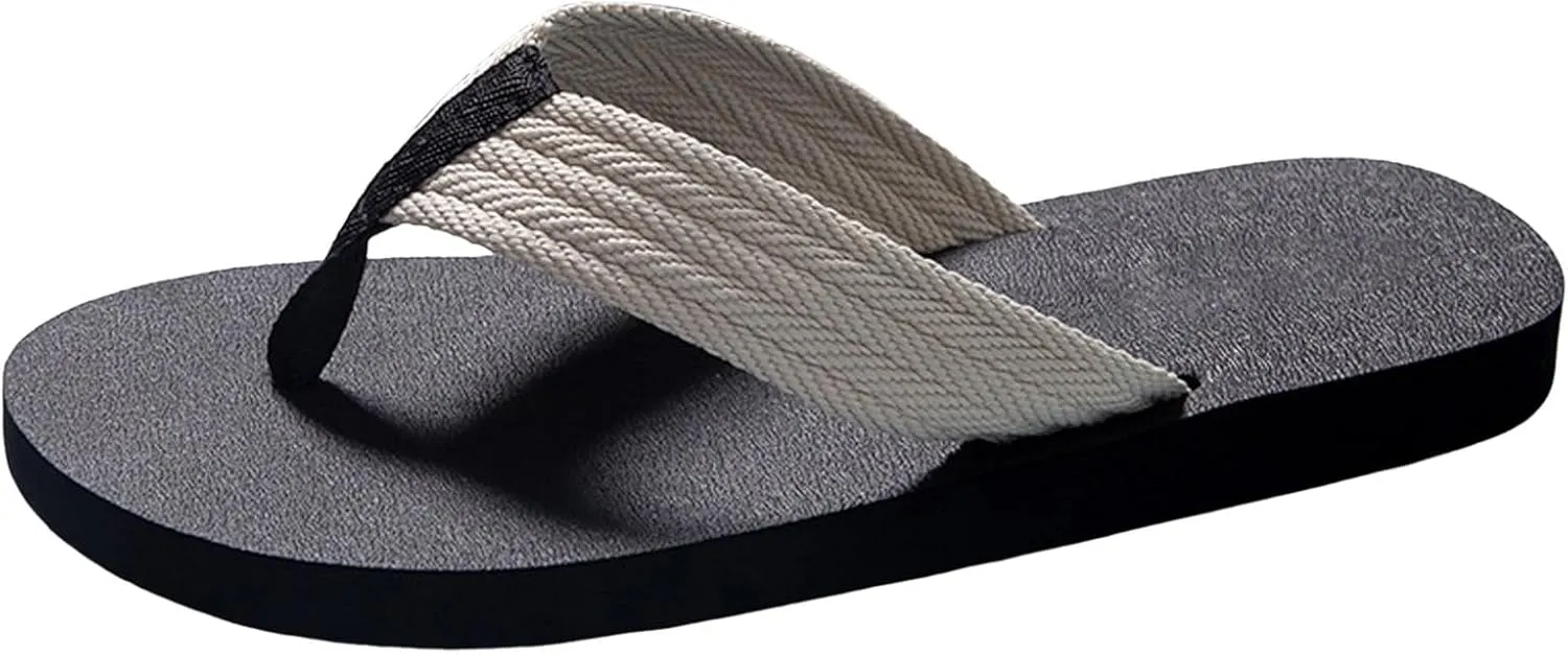 Men Summer Casual Outside Wear Beach Non Slip Breathable Flip Flops Toes Big Mens Slippers Extra Wide