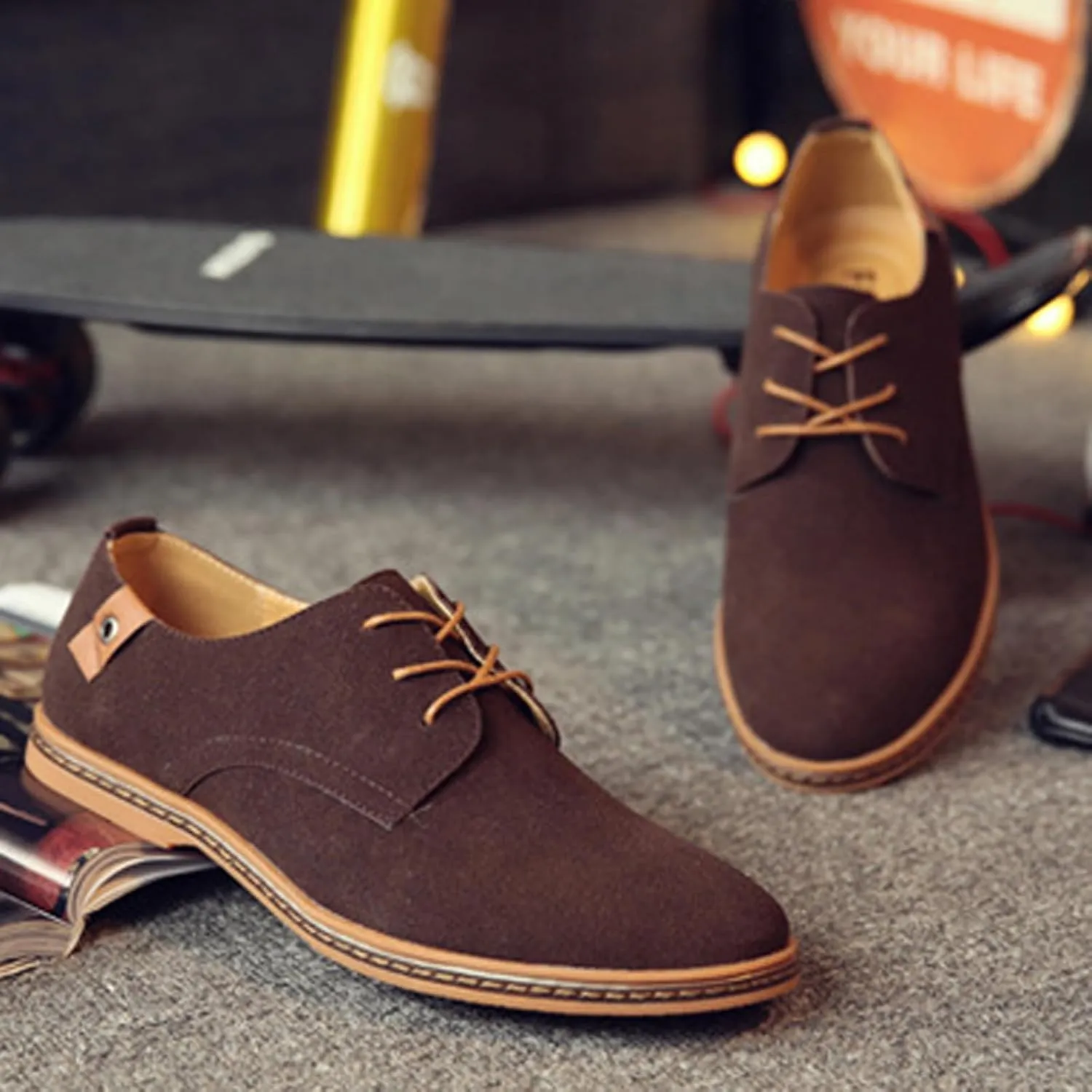 Mens Brown Dress Shoes Casual Oxford Business Shoe Leather Slip-on Loafer for Men Driving Office Outdoor Penny Comfort Stylish Footwear