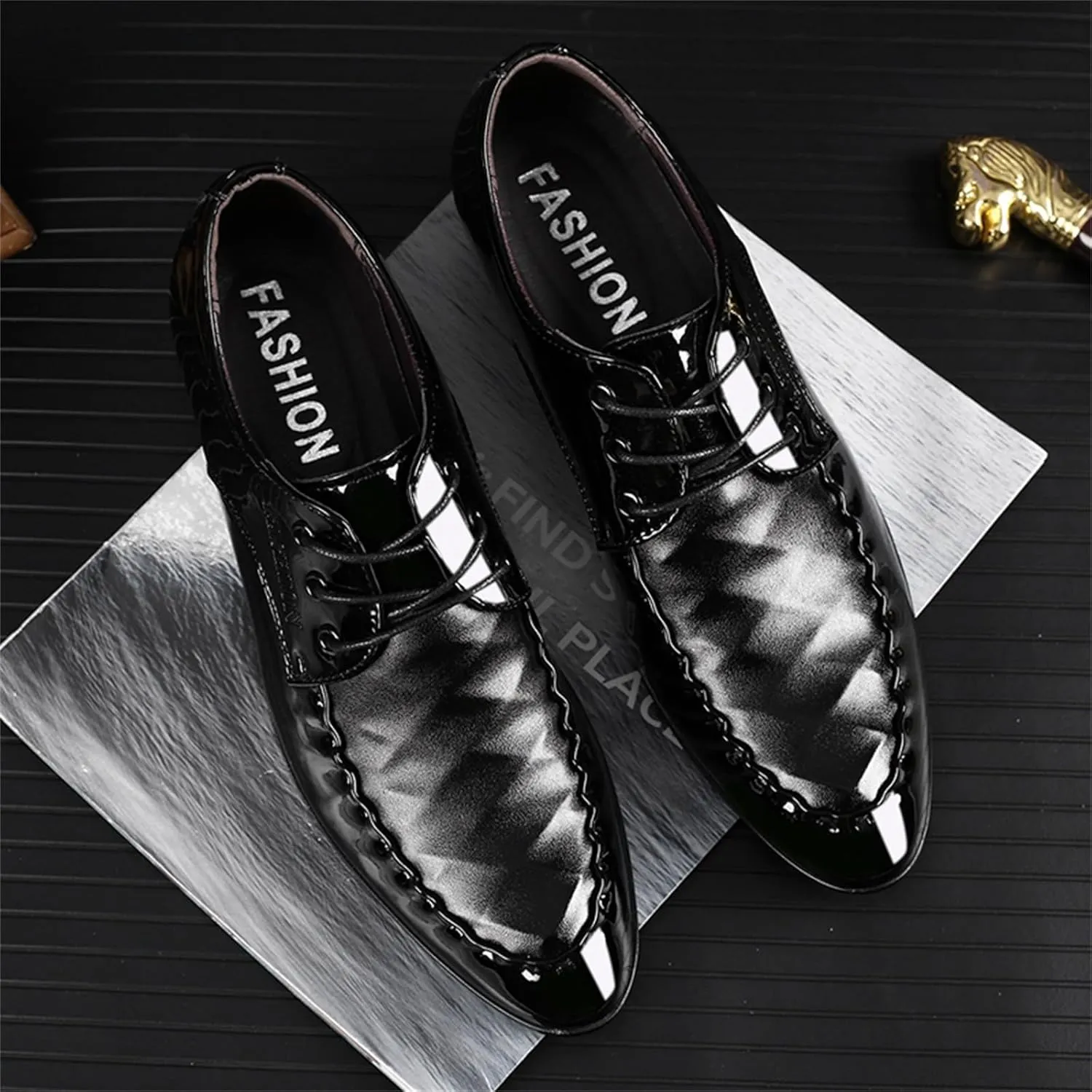 Mens Casual Business Shoes Low Heel Comfortable Leather Formal Shoes Non Slip Breathable Dress Shoe for Men Lace Up Leather Footwear Elegant Dating Suit DerbyArch Support Derbby