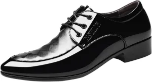 Mens Casual Business Shoes Low Heel Comfortable Leather Formal Shoes Non Slip Breathable Dress Shoe for Men Lace Up Leather Footwear Elegant Dating Suit DerbyArch Support Derbby