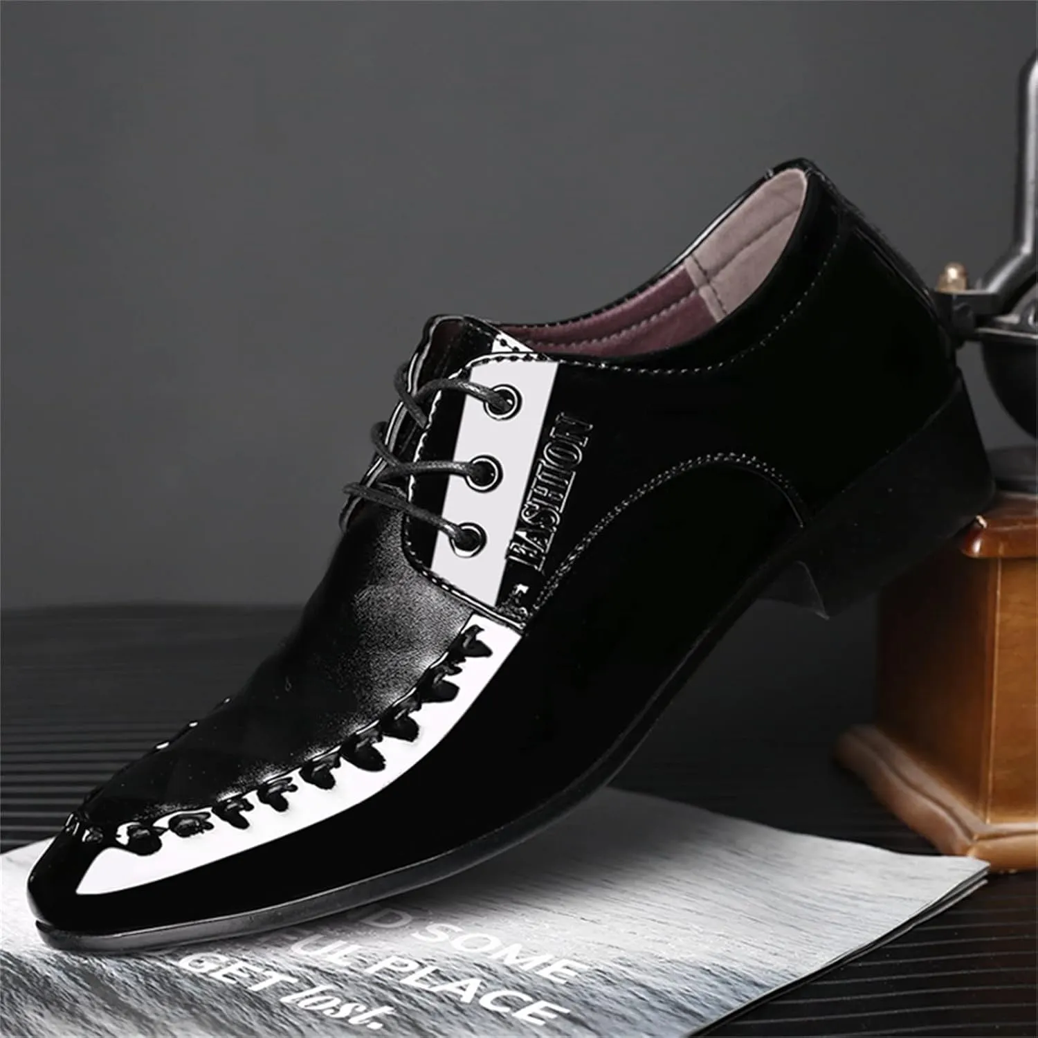 Mens Casual Business Shoes Low Heel Comfortable Leather Formal Shoes Non Slip Breathable Dress Shoe for Men Lace Up Leather Footwear Elegant Dating Suit DerbyArch Support Derbby