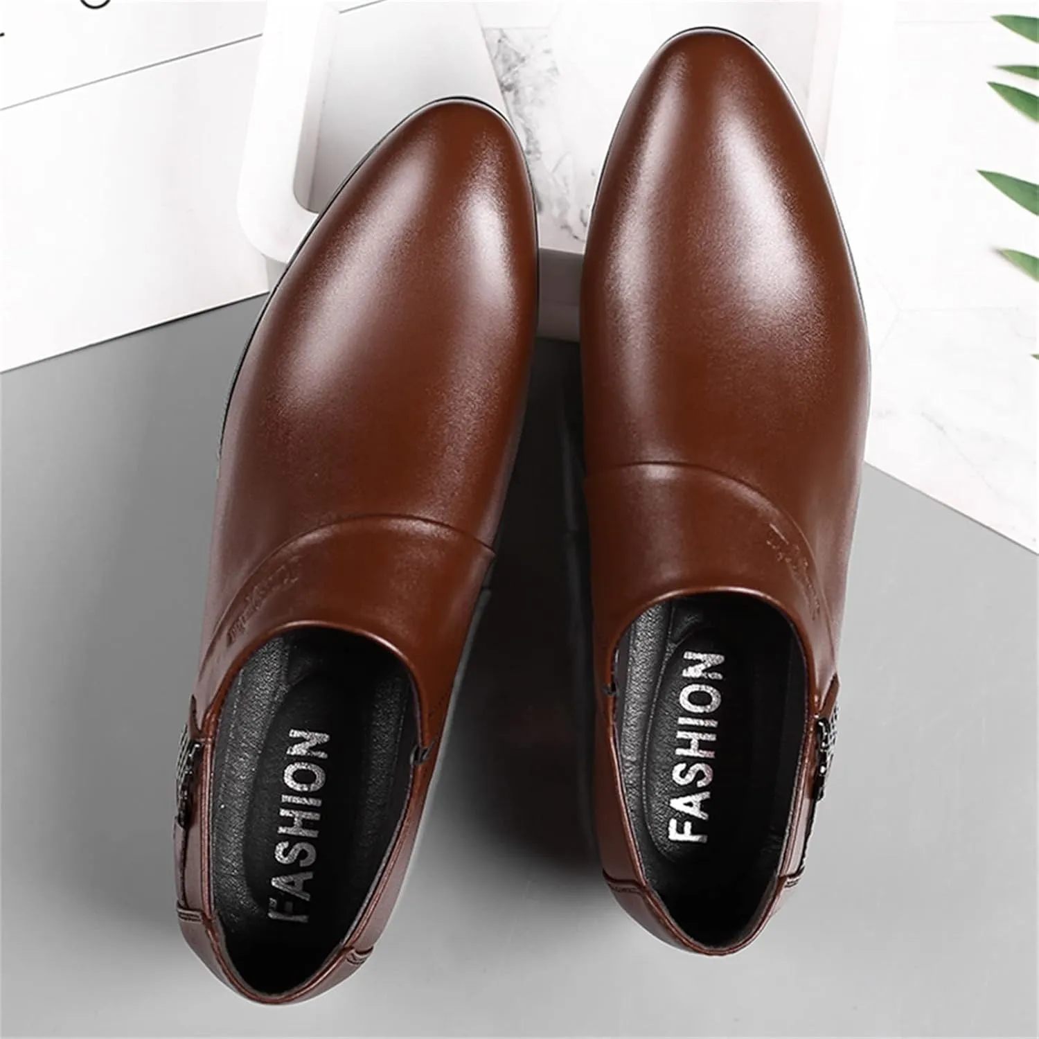 Mens Casual Leather Boots with Buckle Strap Waterproof Dress Shoes for Men Business Matte Leather Shoes Elegant Dating Suit Shoe for Men Low Heel Formal Shoe Supple Dressy Monk