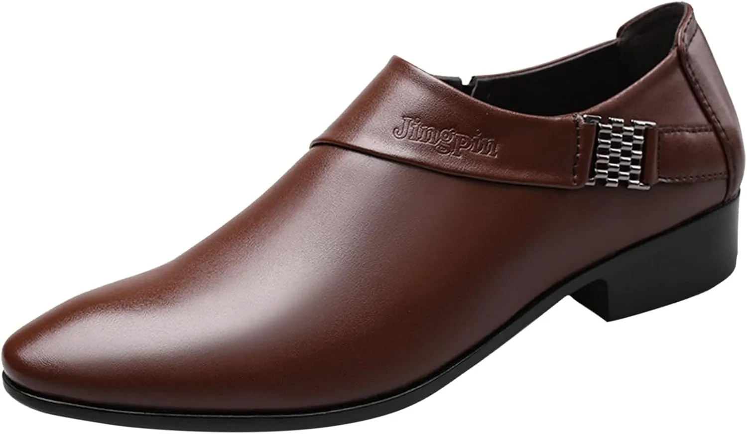 Mens Casual Leather Boots with Buckle Strap Waterproof Dress Shoes for Men Business Matte Leather Shoes Elegant Dating Suit Shoe for Men Low Heel Formal Shoe Supple Dressy Monk