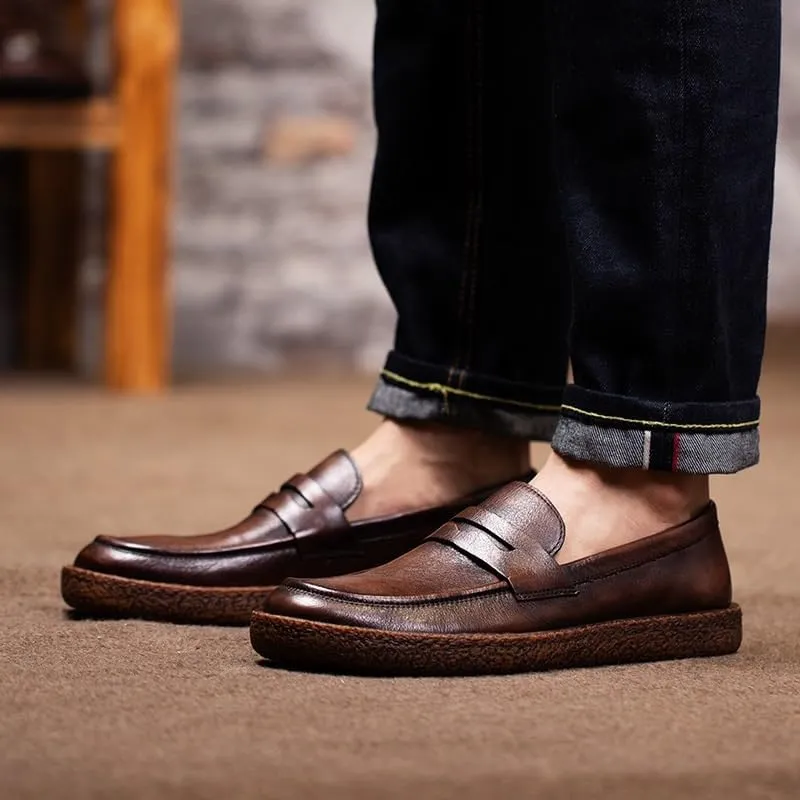 Men's Casual Loafers Slip On Leather Shoes Lightweight Driving Shoes Moccasins Classic Loafer Flats Boat Shoes Outdoor Walking Shoes