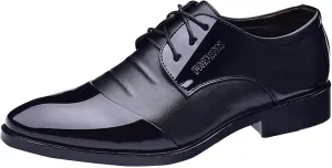 Men's Dress Shoes Business Fashion Black Comfort Oxfords Patent Leather Dressy Shoe Classic Loafers Formal Derby Footwear
