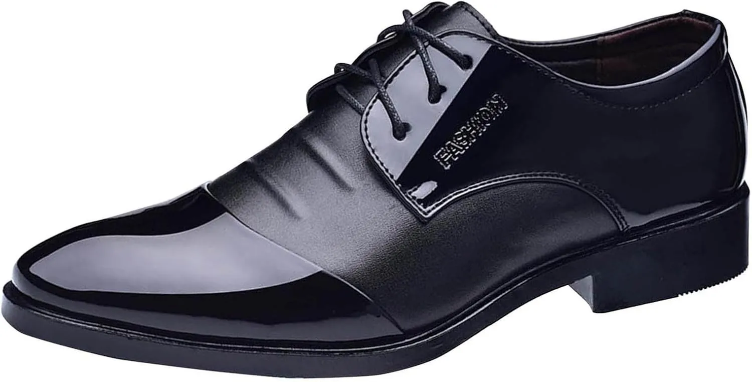 Men's Dress Shoes Business Fashion Black Comfort Oxfords Patent Leather Dressy Shoe Classic Loafers Formal Derby Footwear