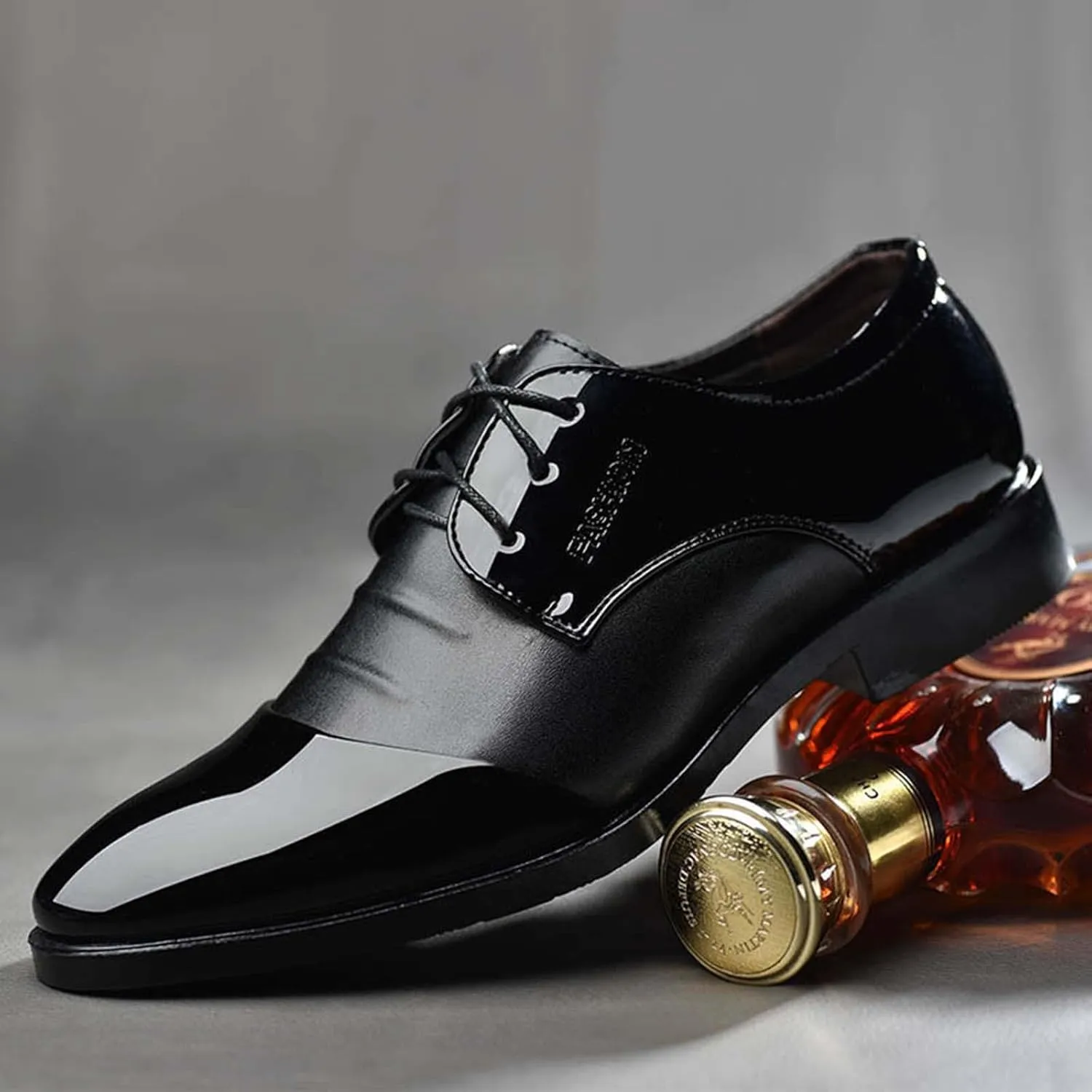 Men's Dress Shoes Business Fashion Black Comfort Oxfords Patent Leather Dressy Shoe Classic Loafers Formal Derby Footwear
