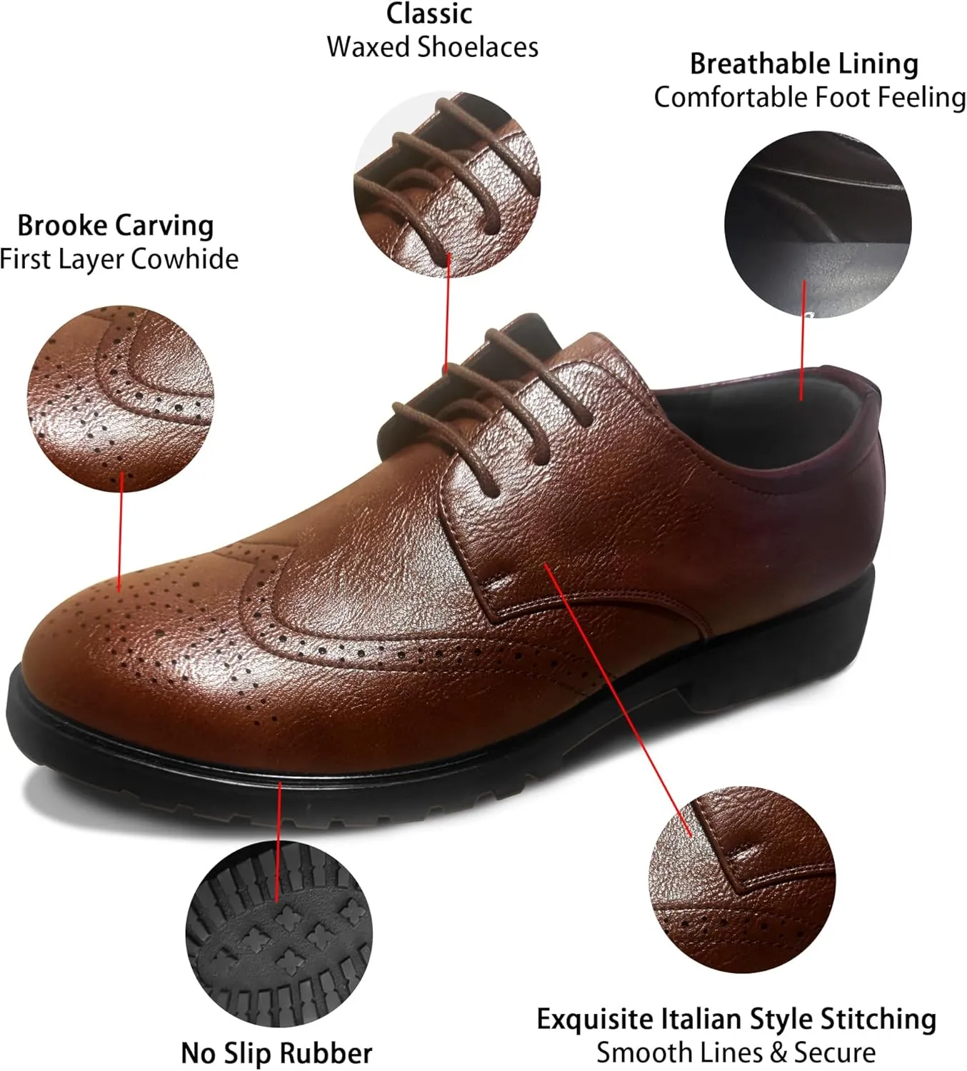 Men's Dress Shoes, Formal Business Classic Lace Up Leather Oxford Shoes