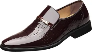 Men's Dress Shoes Loafers Wide Width Classic Style Mens Shoes Fashion Hollow Out Metal Strip Decoration Business Casual Leather Shoes Comfortable Business Casual Shoes Wide Mens
