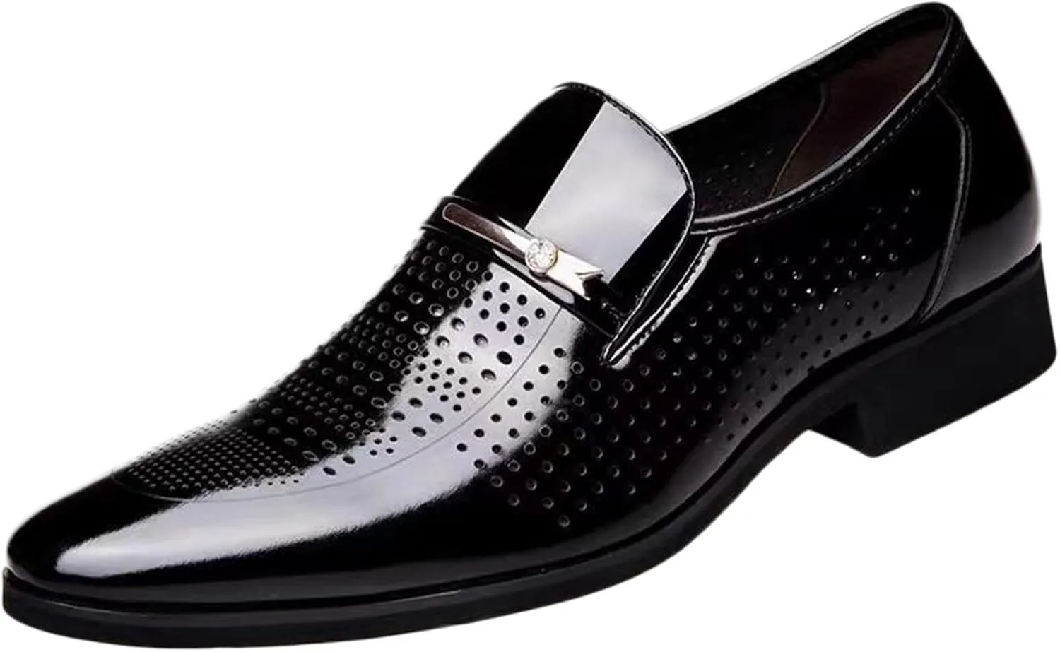 Men's Dress Shoes Loafers Wide Width Classic Style Mens Shoes Fashion Hollow Out Metal Strip Decoration Business Casual Leather Shoes Comfortable Business Casual Shoes Wide Mens