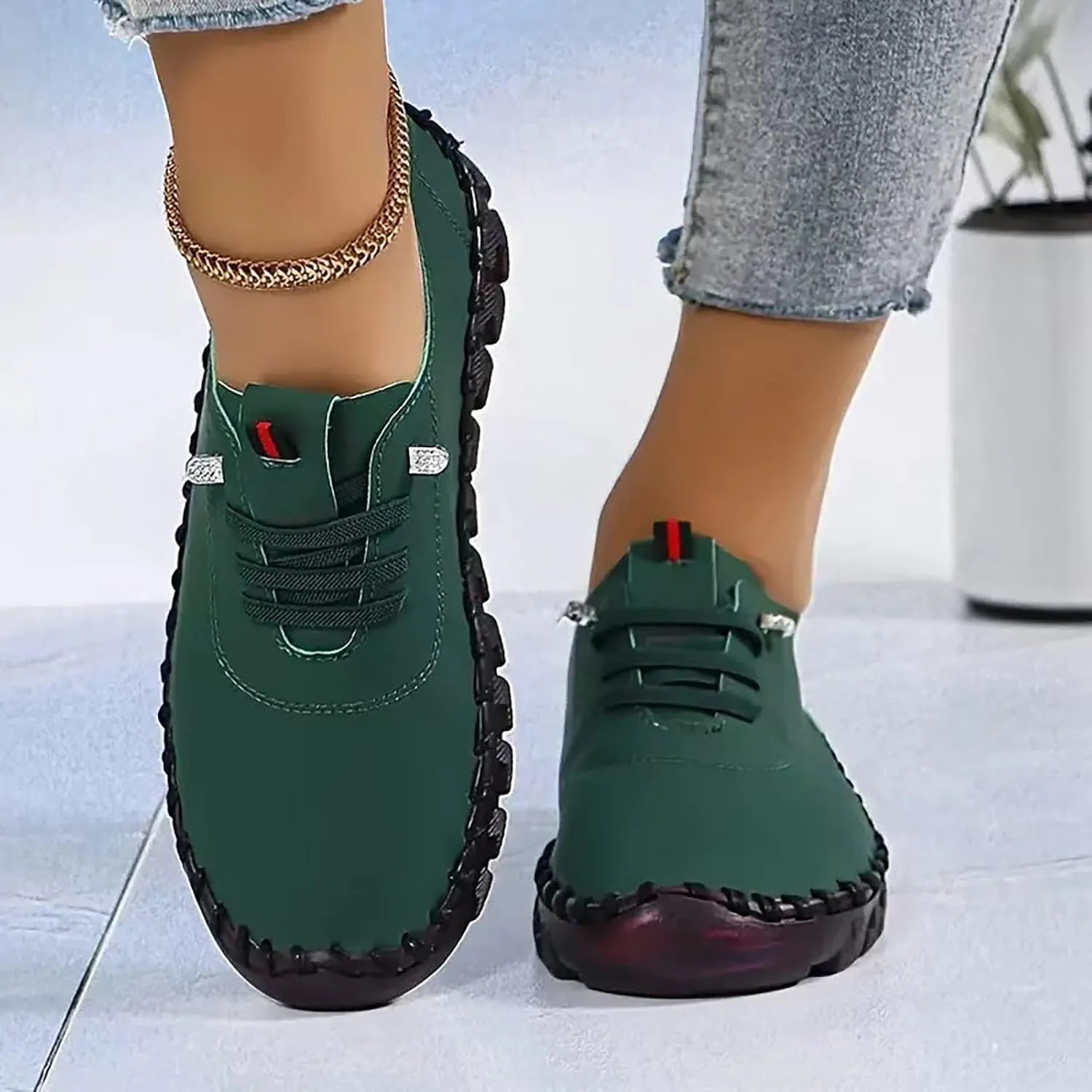 Mens Dress Shoes Slip On Sneakers Women Arch Support Womens Loafers with Arch Support Round Toe Flat Heel Christmas Sneakers for Women Round Toe Flats Comfortable