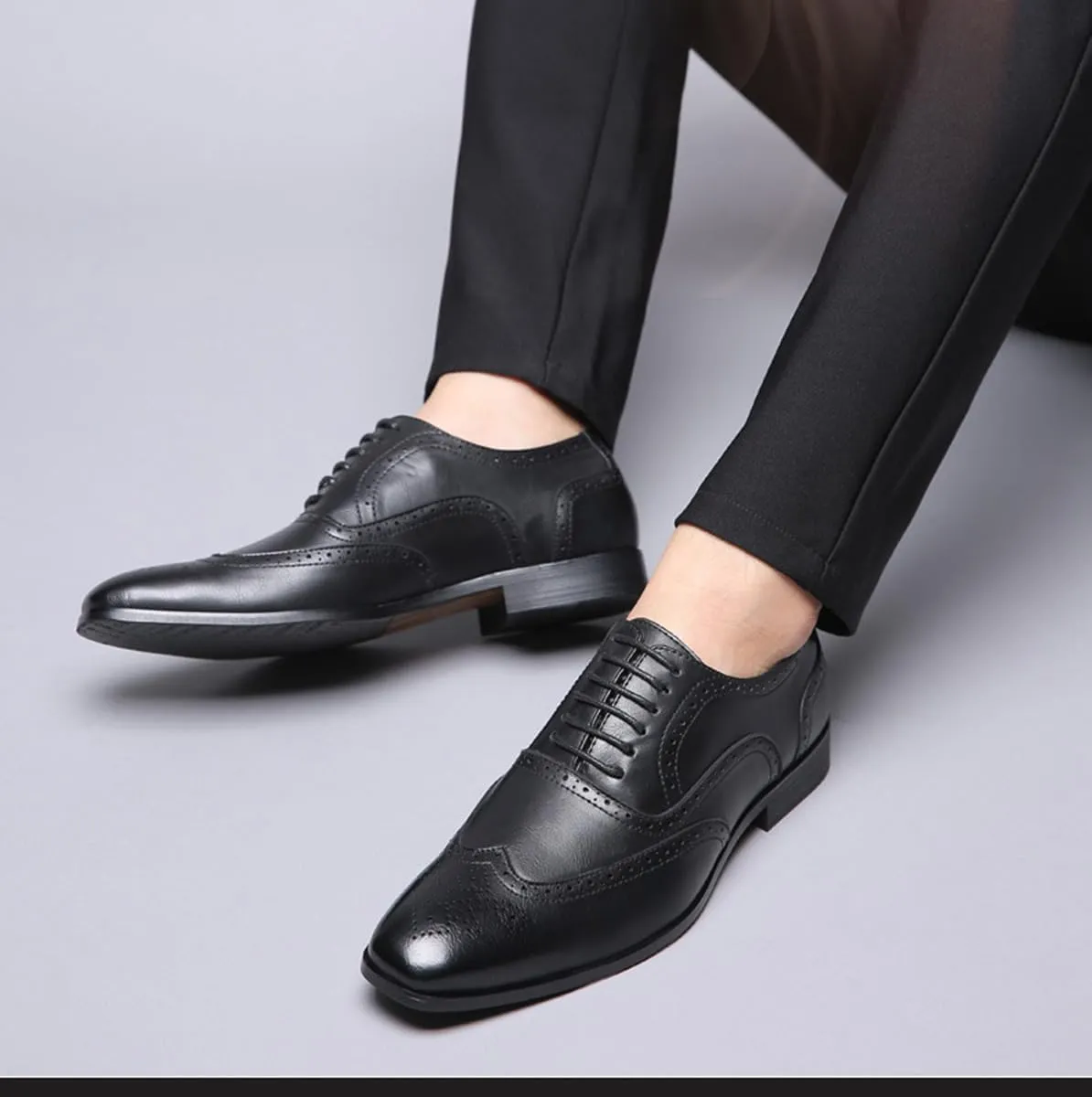 Men's Flat Dress Oxfords Formal Business Brogue Shoes Tuxedo Suit Lace Up Shoes for Men