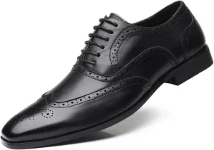 Men's Flat Dress Oxfords Formal Business Brogue Shoes Tuxedo Suit Lace Up Shoes for Men