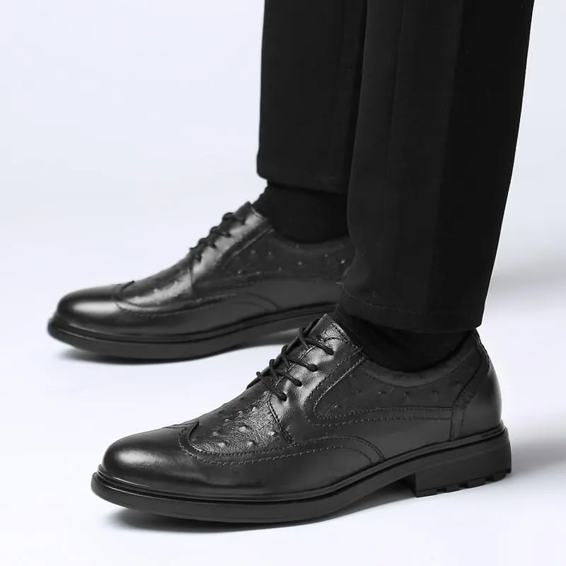 Men's Genuine Leather Oxford Shoes Classic Lace-Up Business Formal & Wedding Dress Shoes