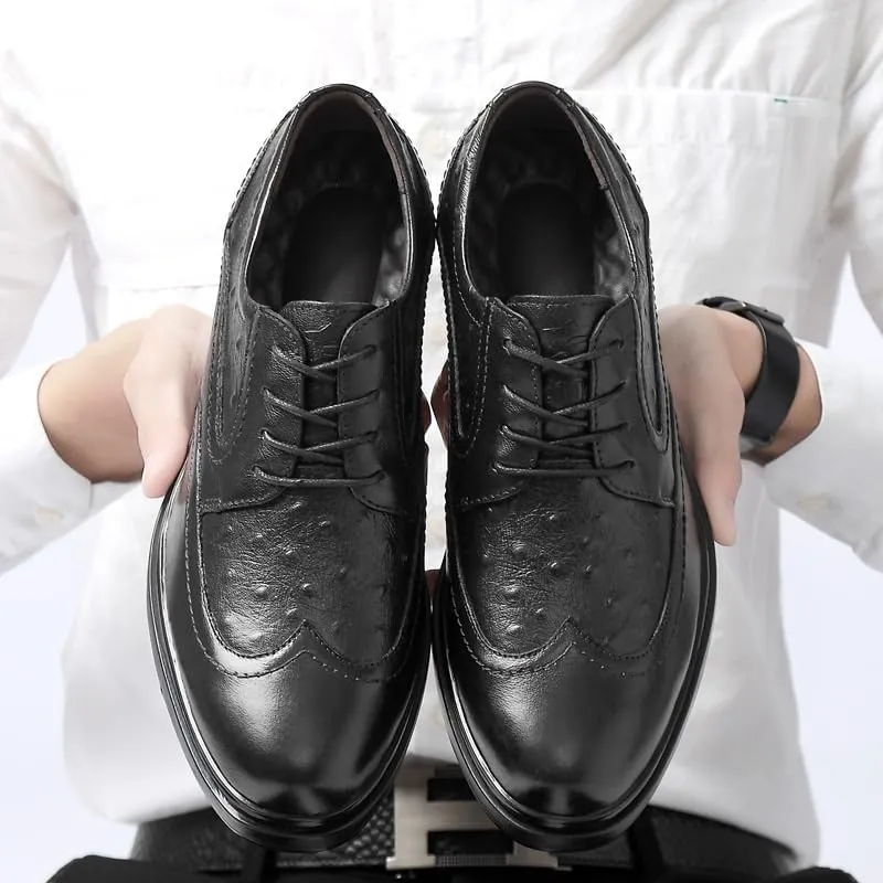 Men's Genuine Leather Oxford Shoes Classic Lace-Up Business Formal & Wedding Dress Shoes