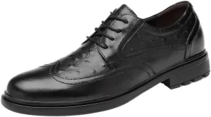 Men's Genuine Leather Oxford Shoes Classic Lace-Up Business Formal & Wedding Dress Shoes