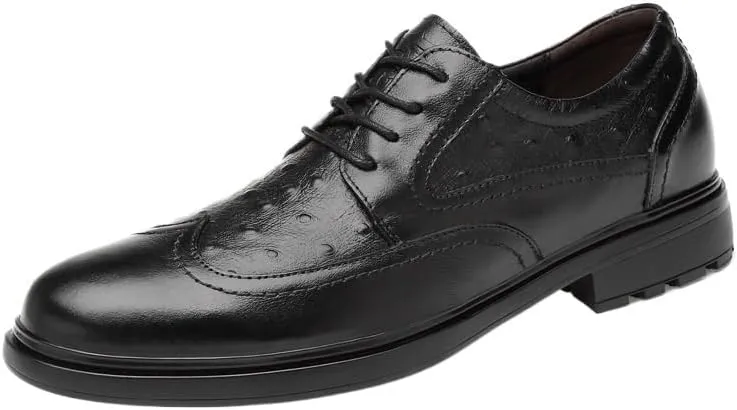 Men's Genuine Leather Oxford Shoes Classic Lace-Up Business Formal & Wedding Dress Shoes