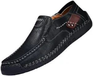 Men's Handmade Genuine Leather Slip-On Loafers,Mens Casual Comfortable Breathable Driving Loafer Leather Casual Shoes