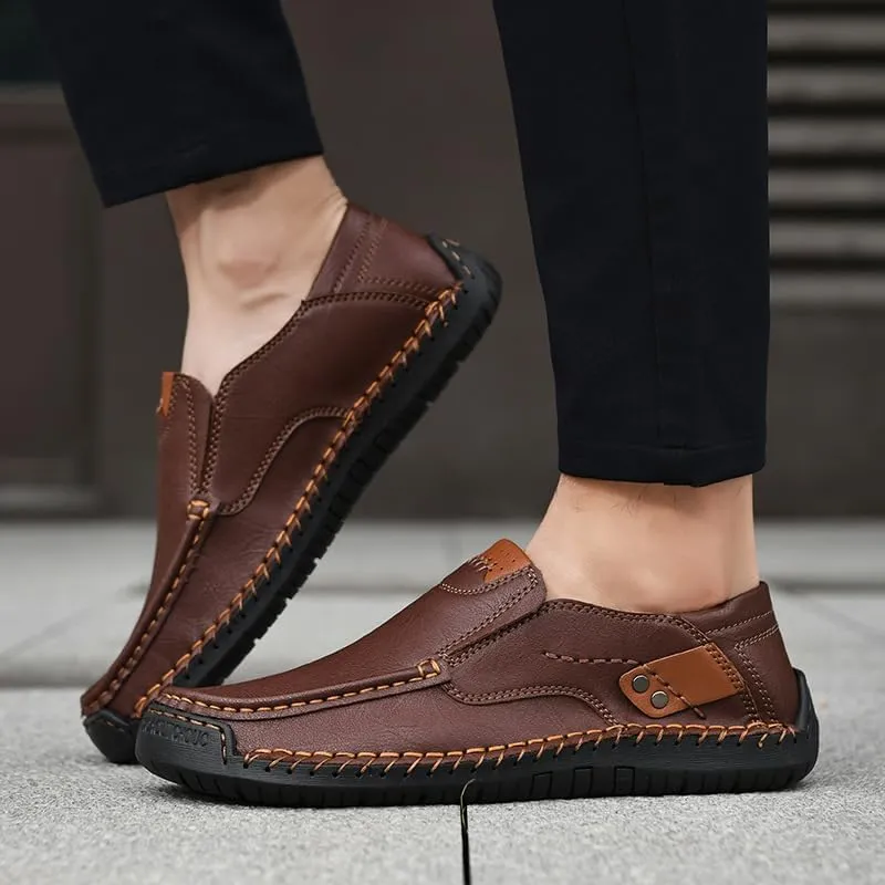 Men's Handmade Genuine Leather Slip-On Loafers,Mens Casual Comfortable Breathable Driving Loafer Leather Casual Shoes