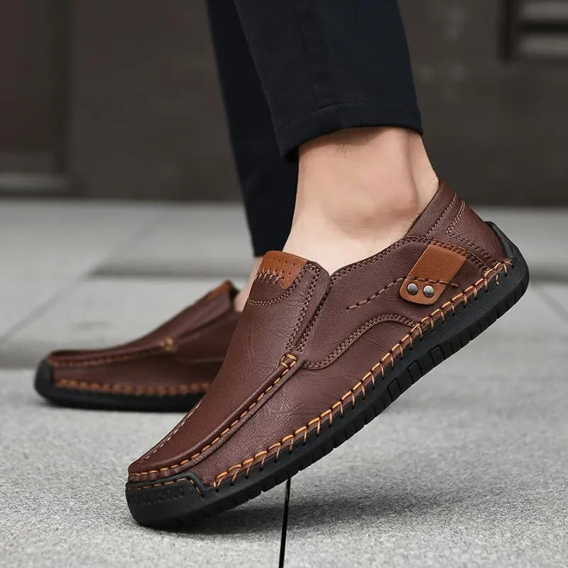Men's Handmade Genuine Leather Slip-On Loafers,Mens Casual Comfortable Breathable Driving Loafer Leather Casual Shoes