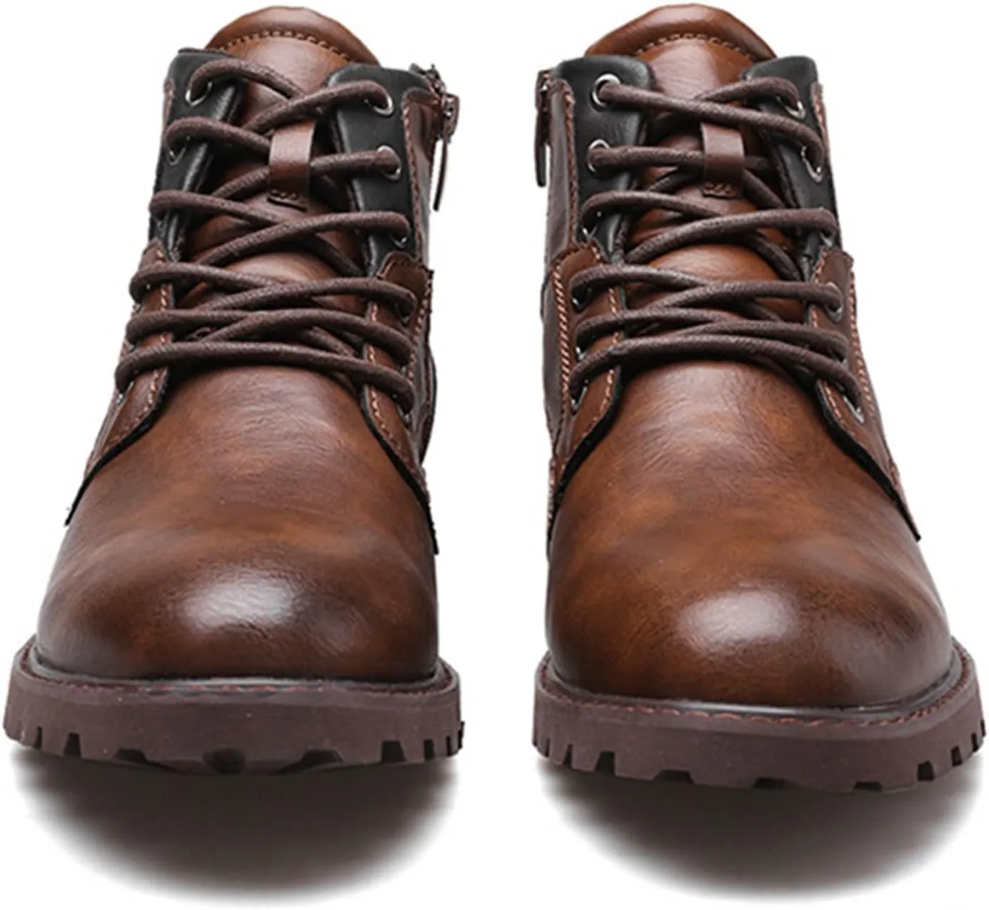 Mens High Top Leather Shoes Non Slip Waterproof Dress Boots Supple Business Formal Boots Lace Up Leather Sneakers Durable Casual Boot for Men with Non Slip Comfort Sole