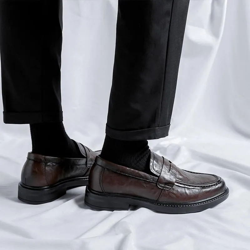 Men's Leather Dress Shoes Slip On Classic Formal Business Oxfords Shoes for Men