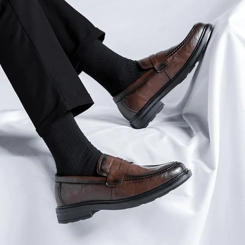 Men's Leather Dress Shoes Slip On Classic Formal Business Oxfords Shoes for Men