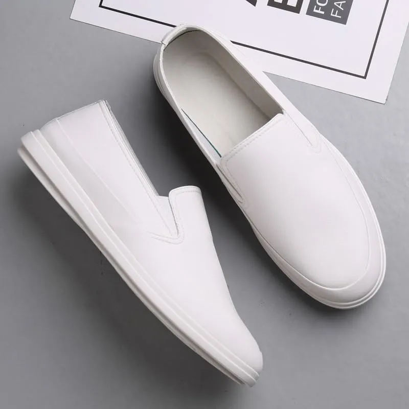 Men's Leather Low Heel Loafers Fashion Handmade Lightweight Round Toe Slip On Business Dress Oxford Shoes Leisure Driving Office Loafer