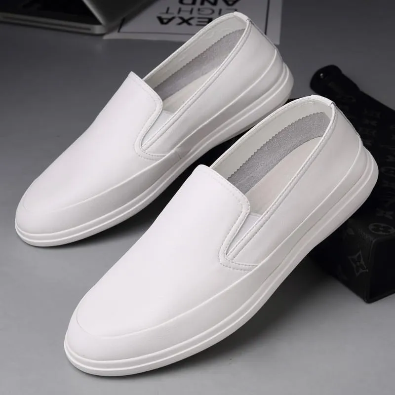 Men's Leather Low Heel Loafers Fashion Handmade Lightweight Round Toe Slip On Business Dress Oxford Shoes Leisure Driving Office Loafer
