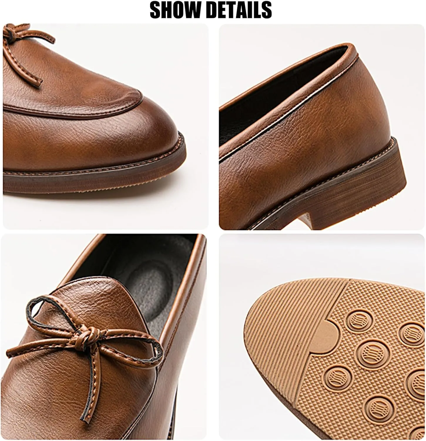 Men's Leather Slip-on Dress Penny Loafers Casual Non-Slip Business Formal Shoes Party Wedding Prom Leather Shoes