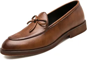 Men's Leather Slip-on Dress Penny Loafers Casual Non-Slip Business Formal Shoes Party Wedding Prom Leather Shoes