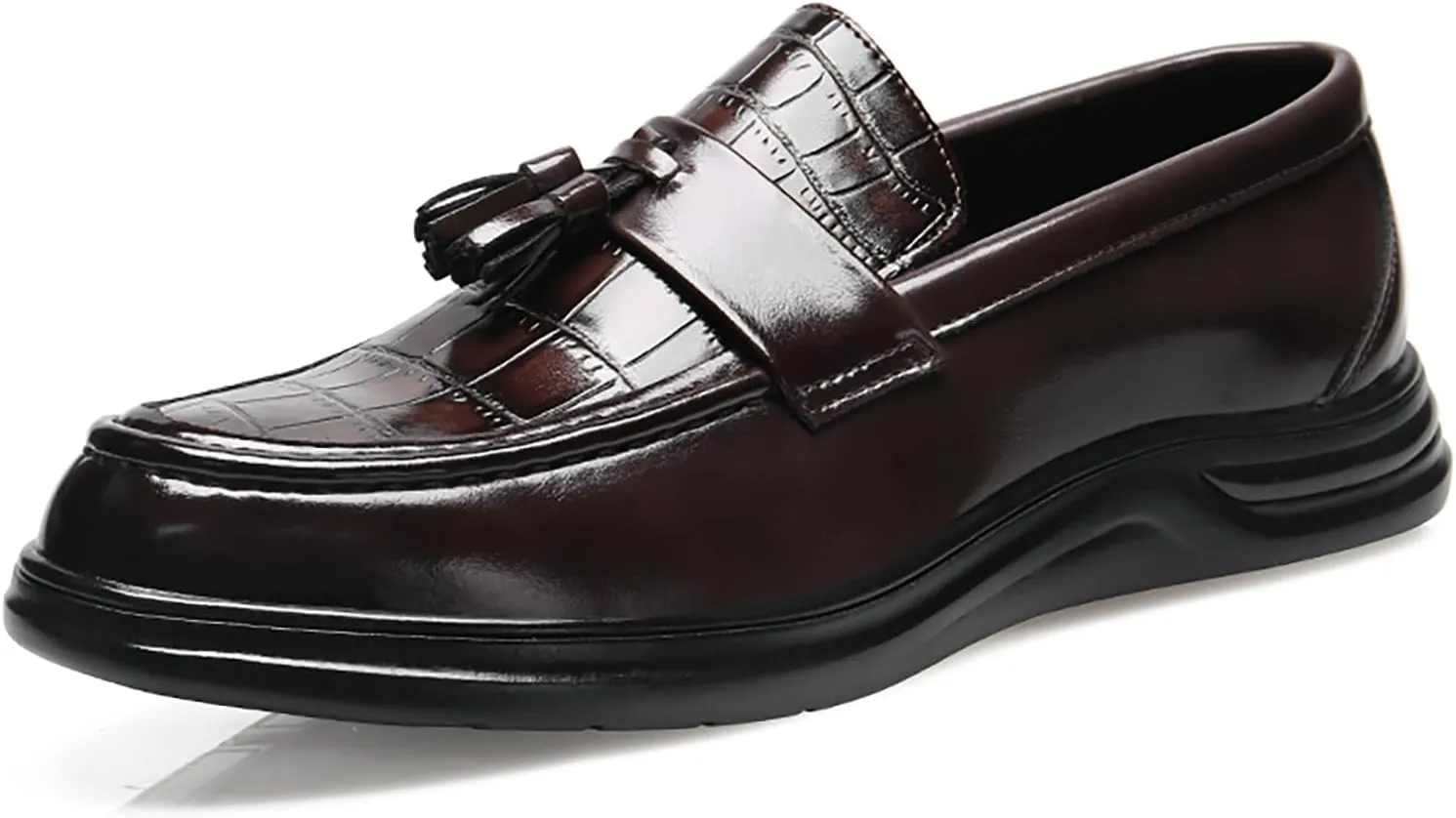 Men's Loafers Casual PU Leather Slip-On Oxfords Driving Shoes Dress Soft Comfortable & Light-Weight Black Brown