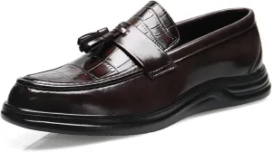 Men's Loafers Casual PU Leather Slip-On Oxfords Driving Shoes Dress Soft Comfortable & Light-Weight Black Brown