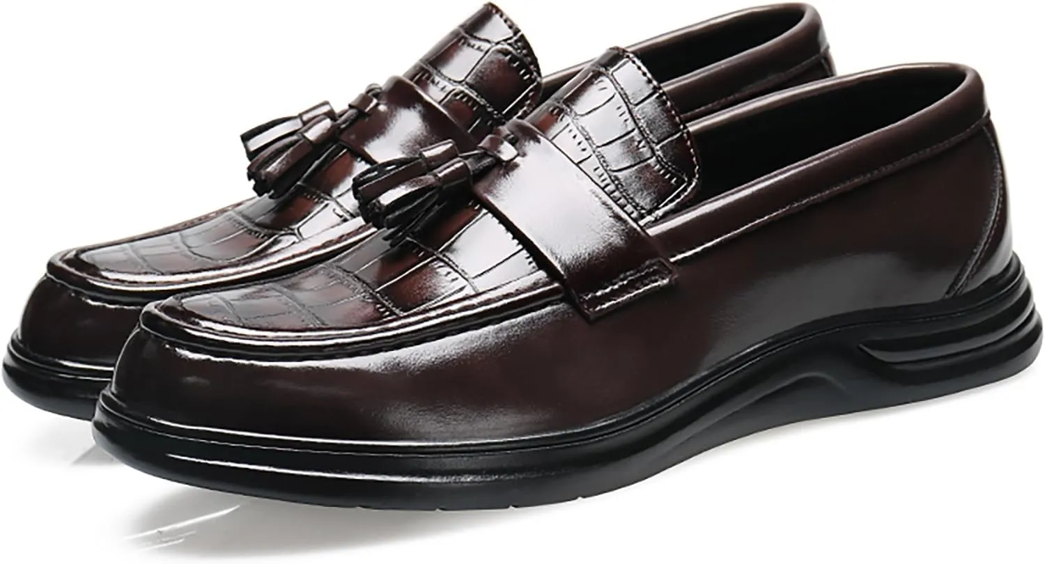 Men's Loafers Casual PU Leather Slip-On Oxfords Driving Shoes Dress Soft Comfortable & Light-Weight Black Brown