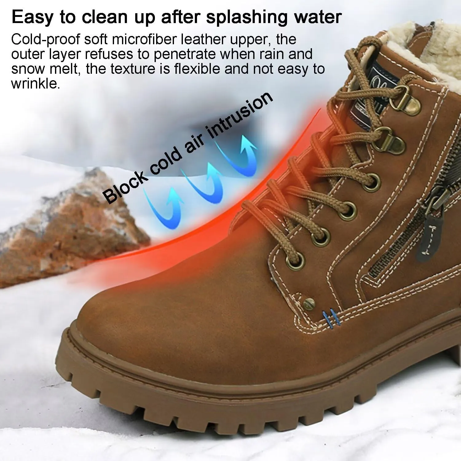 Men's Mid-top Combat Boots Winter Snow Waterproof Tactical Shoes Sneakers for Flight Work Outdoor Waterproof Desert Hiking Boots
