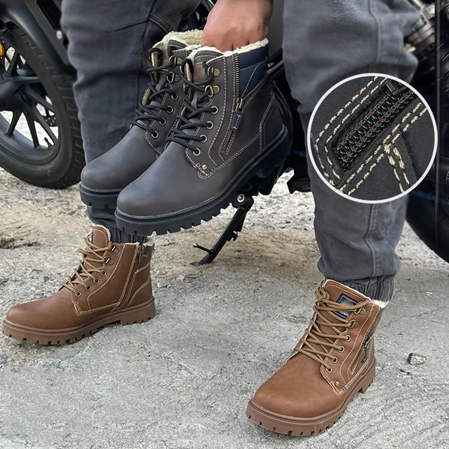 Men's Mid-top Combat Boots Winter Snow Waterproof Tactical Shoes Sneakers for Flight Work Outdoor Waterproof Desert Hiking Boots