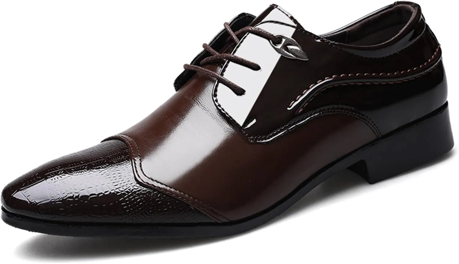 Men's Oxford Formal Dress Shoes Business Derbys Comfortable Low Heel Classic Lace Up Shoes