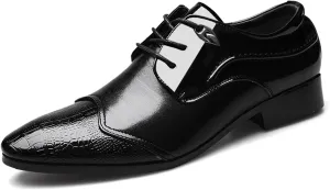 Men's Oxford Formal Dress Shoes Business Derbys Comfortable Low Heel Classic Lace Up Shoes