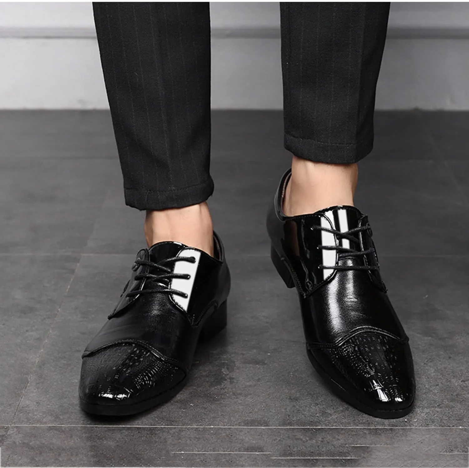 Men's Oxford Formal Dress Shoes Business Derbys Comfortable Low Heel Classic Lace Up Shoes
