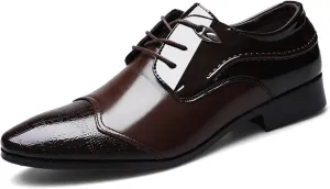 Men's Oxford Formal Dress Shoes Business Derbys Comfortable Low Heel Classic Lace Up Shoes