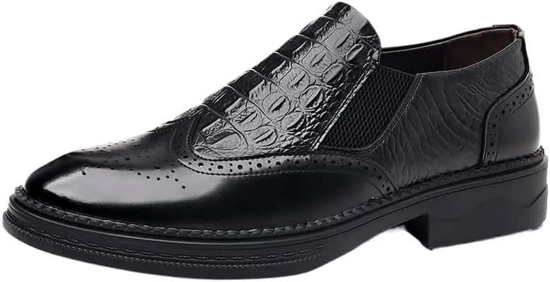 Mens Prom Loafers Shoes Faux Leather Office Solid Color Round Toe Slip-on
