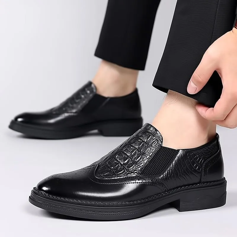 Mens Prom Loafers Shoes Faux Leather Office Solid Color Round Toe Slip-on