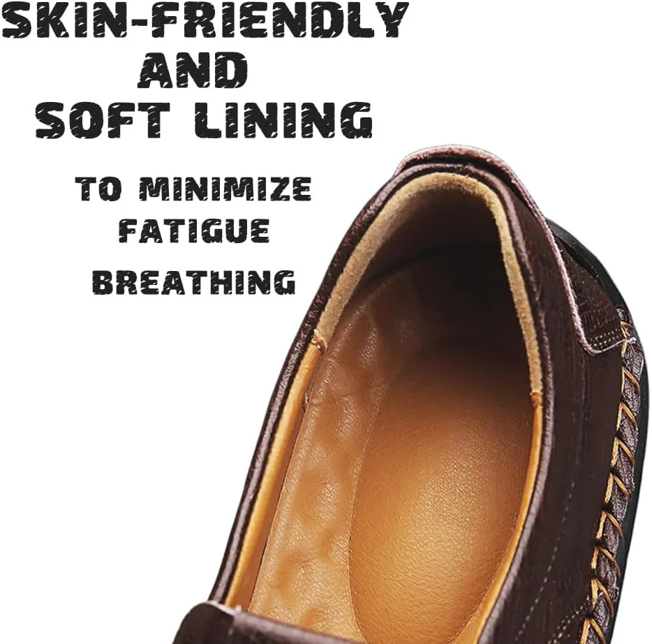 Mens Shoes Dress Slip-on Loafers: Men's Premium Genuine Leather for Driving