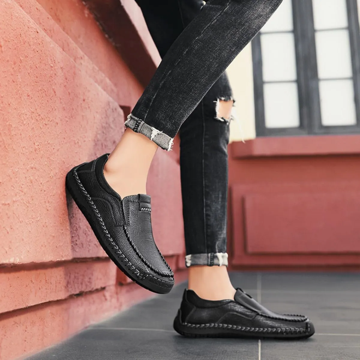 Mens Shoes Dress Slip-on Loafers: Men's Premium Genuine Leather for Driving
