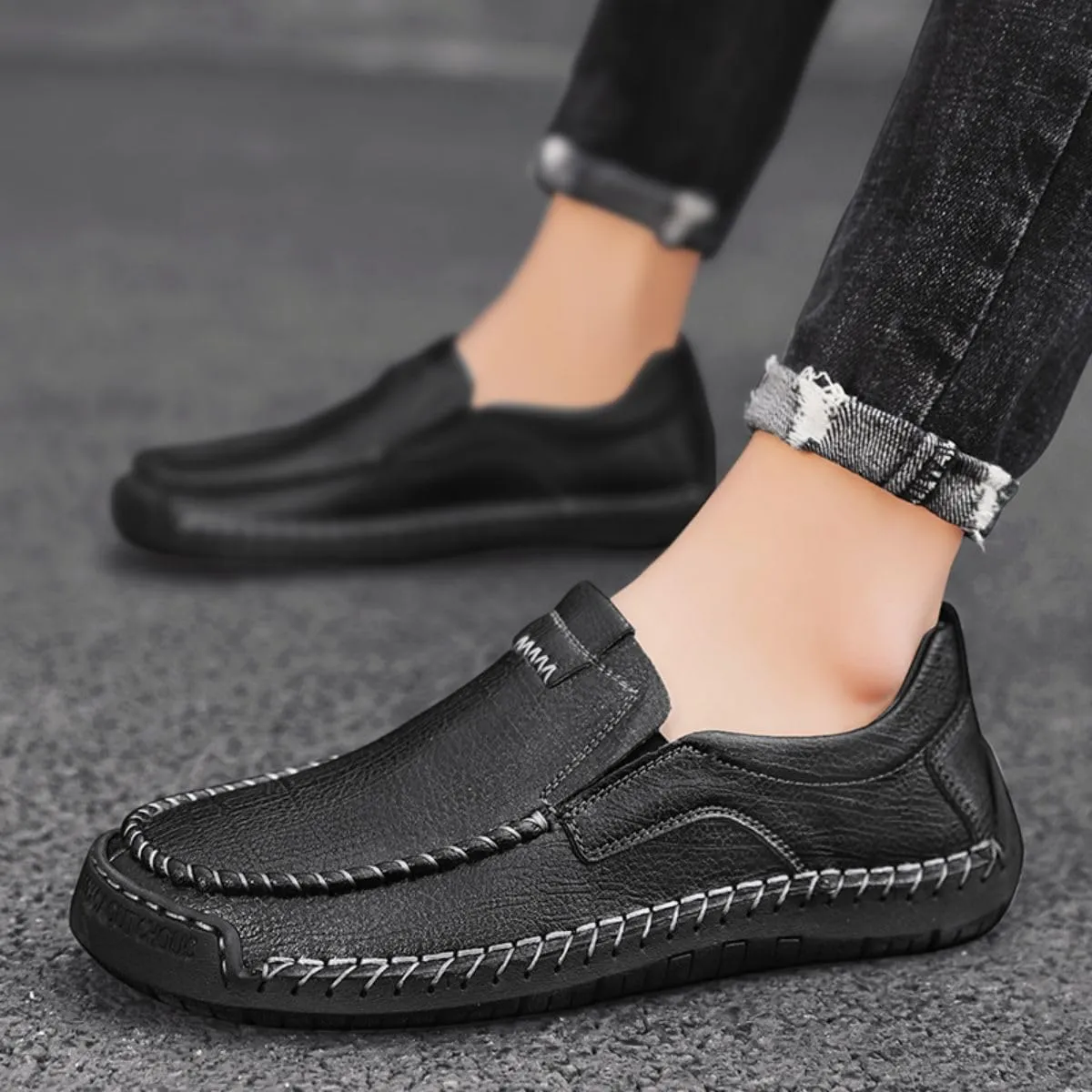 Mens Shoes Dress Slip-on Loafers: Men's Premium Genuine Leather for Driving